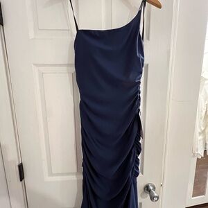 NWT Navy one shoulder formal gown